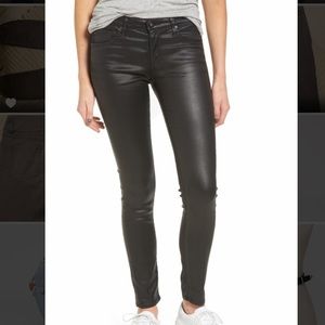 AG black leather jeans
